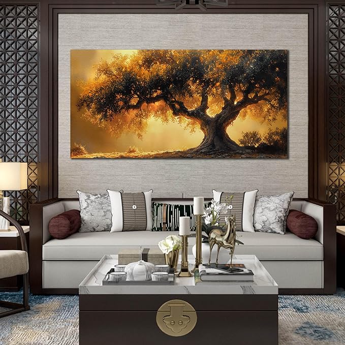 Tree Art Wall Decor for Living Room - Natural Landscape Canvas Wall Art for Office - Tree Art Work for Bedroom Walls Size 29" x 59"