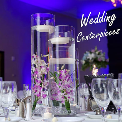 CYS Excel Clear Glass Cylinder Flower Vase, 14" Height x 4" Diameter, Elegant Hand-Blown Glass Wedding Floral Centerpiece Versatile Hurricane Candle Holder