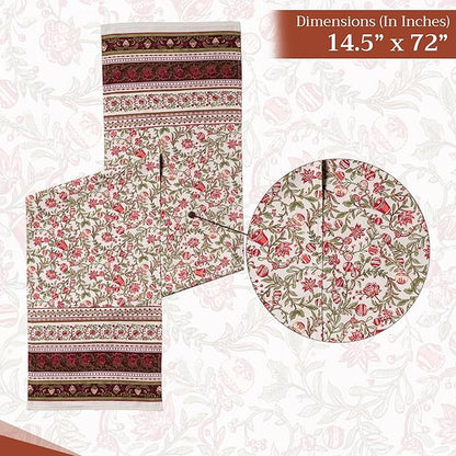 Maison d' Hermine Table Runner 100% Cotton Double Layer Table Runners 72 inches Long for Thanksgiving Christmas Decorations Home Kitchen Dining Party Wedding (Reveillon Au Jardin, 14.5" x 72")