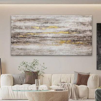 YISXINOAG Large Abstract Wall Art For Living Room Brown And White Wall Art Eclectic Decor Artwork Canvas Art Wall Decor For Dinning Room Bedroom Hotel Office Kitchen Ready To Hang 29x58 In