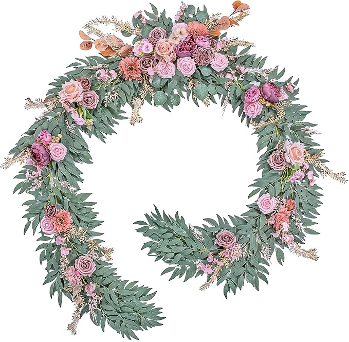 9FT Wedding Arch Flower Garland, Handmade Wedding Table Decorations,Head Table Floral Decor for Noble and Charming Wedding Ceremony