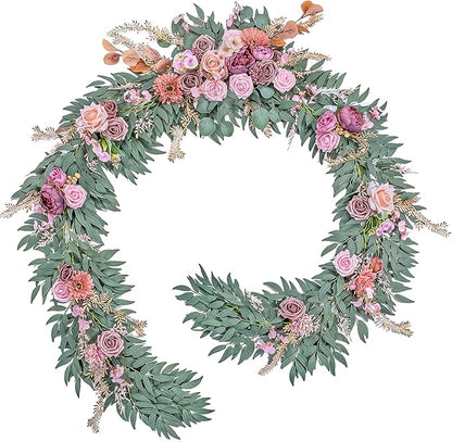 9FT Wedding Arch Flower Garland, Handmade Wedding Table Decorations,Head Table Floral Decor for Noble and Charming Wedding Ceremony