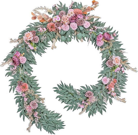 9FT Wedding Arch Flower Garland, Handmade Wedding Table Decorations,Head Table Floral Decor for Noble and Charming Wedding Ceremony
