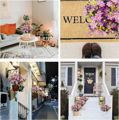 Uieke 12 Bundles Artificial Flowers for Outdoors UV Resistant Fake Daisy Mums Flowers No Fade Shrubs Plants Indoor Outside Planter Home Wedding DIY Garden Porch Décor (Purple)
