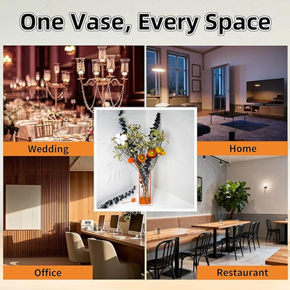 Acrylic Vase Creative Gifts Minimalist Design Wedding Centerpiece Home Office Decor Elegant Floral Display Stand(Not Including Flowers) (Semi-Orange, 1PCS)