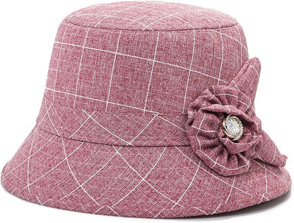 Glamorstar Cloche Hats for Women Vintage Bowler Hat Floral Fedora Bucket Hats