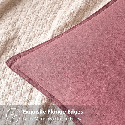 MIULEE Decorative Linen Pillow Covers 20x20 Inch Cranberry Red Boho Farmhouse Neutral Couch Throw Pillows for Bed Pack of 2 Accent Modern Pillowcase Sofa Livingroom Home Decor
