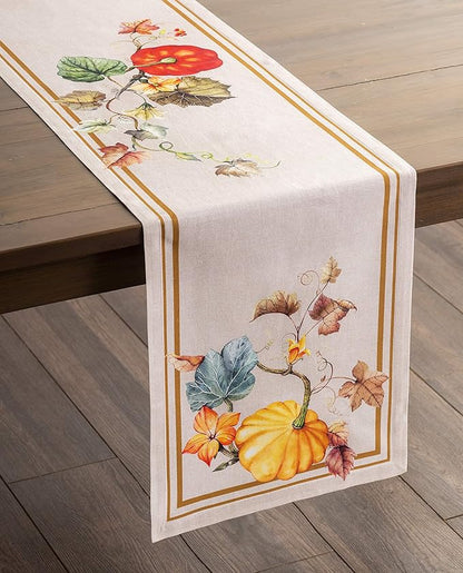 Maison d' Hermine Table Runner 100% Cotton Single Layer Table Runners 90 inches Long for Thanksgiving Christmas Decorations Home Kitchen Dining Party Wedding (Potiron, 14.5" x 90")