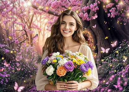 15X10ft Enchanted Forest Backdrop Fairy Tale Purple Garden Wonderland Tree House Floral Background for Kids Girl Baby Shower Birthday Party Decoration Banner Cake Table Photo Booth Props