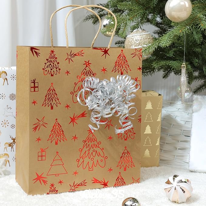 6" Metallic Silver Christmas Curly Ribbon Bows for Gift Wrapping Self Adhesive Gift Bows for Holiday Decor, Baskets, Birthday, Wedding, Presents, Party Favors Decorations 6 Counts