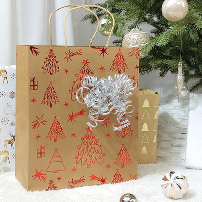 6" Metallic Silver Christmas Curly Ribbon Bows for Gift Wrapping Self Adhesive Gift Bows for Holiday Decor, Baskets, Birthday, Wedding, Presents, Party Favors Decorations 6 Counts