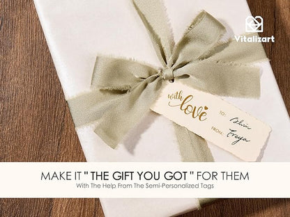 Vitalizart White Wrapping Paper Set 17" Pearly-Lustre With Silk Like Satin Ribbon & Gift Tags Recyclable Christmas Gift Wrapping Birthday Baby Shower Wedding Handmade Crafts 197"(16.4 Ft)