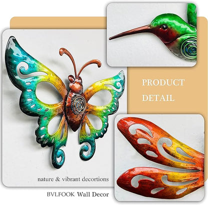 Hummingbird Butterfly Dragonfly Metal Wall Art Decor, Wall Christmas Decoration Hanging for Home Living Room Bedroom Garden Porch Patio Balcony Ornament for Indoor Outdoor, 3 pack 9 inch