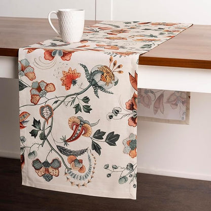 Maison d' Hermine Table Runner 100% Cotton Single Layer Table Runners 108 inches Long for Thanksgiving Christmas Decorations Home Kitchen Dining Party Wedding (Dalida, 14.5" x 108")