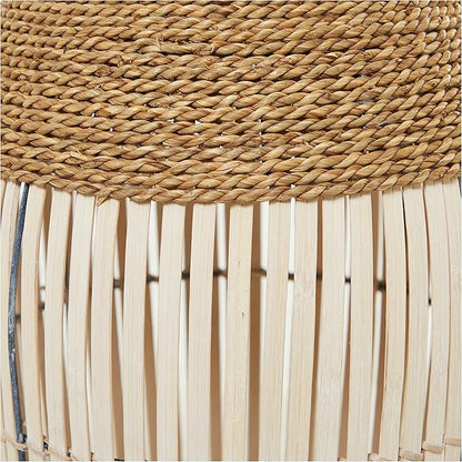 Deco 79 Seagrass Handmade Decorative Vase Wrapped Tall Floor Centerpiece Vase with Cream Slatted Bamboo Center, Vase for Home Decoration 13" x 13" x 40", Brown