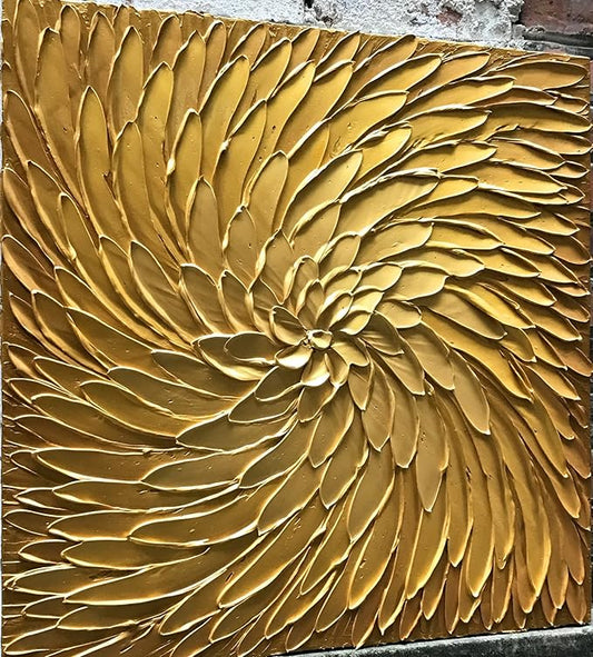 Abstract Art Oil Paintings on Canvas metal golden Gradient color Abstract Artwork Modern Home Decor Canvas Wall Art Ready to Hang for Living Room Bedroom 24x24inch