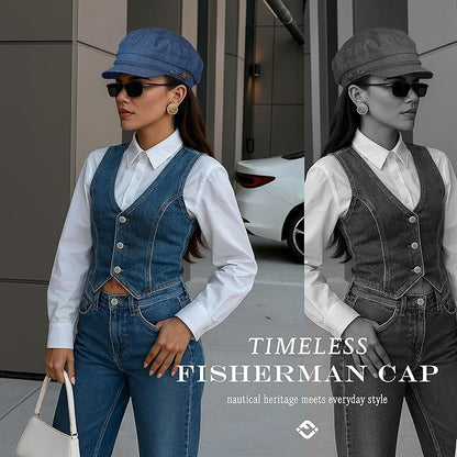 Funky Junque Newsboy Hat for Women – Trendy Greek Fisherman Cap, Classic Women's Baker Boy Newsies Hat, Ladies Fashion Caps