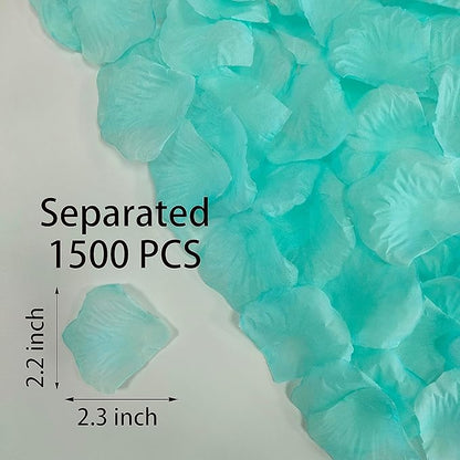 1500 PCS Separated Artificial Aqua Splash Rose Petals for Romantic Night for her Set,Fake Flower Petals for Flower Girl,Silk Rose Petals for Valentine Day Party Romantic Decorations(Tiffany Blue)