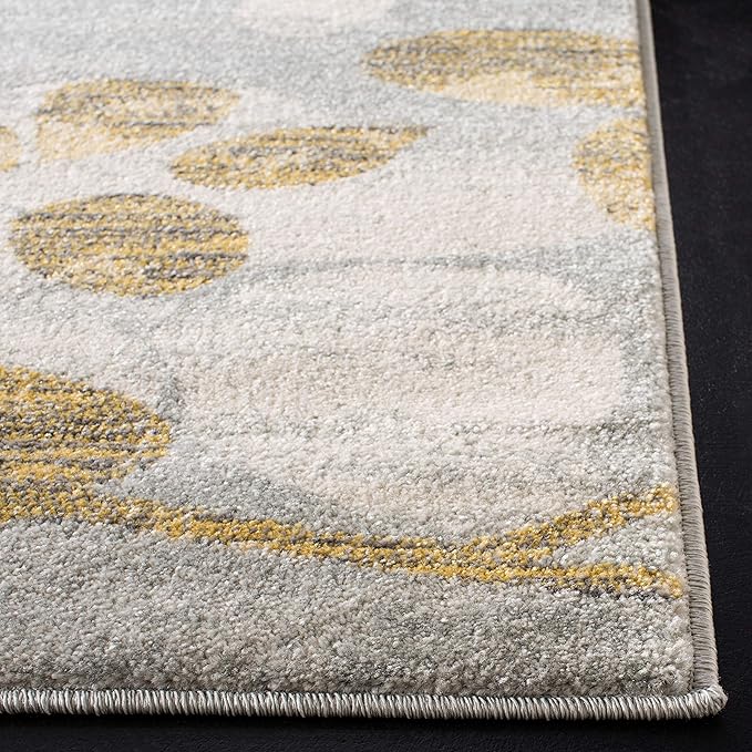 SAFAVIEH Evoke Collection Area Rug - 9' x 12', Grey & Gold, Floral Design, Non-Shedding & Easy Care, Ideal for High Traffic Areas in Living Room, Bedroom (EVK236P)