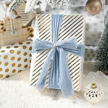 MAYREEL 2 Inch Dusty Blue Velvet Ribbon Hand Torn Slate Blue Silk Frayed Edge for Bridal Bouquets Invitations Wedding Vow Books Gift Baskets Hair Bows 3 Yards