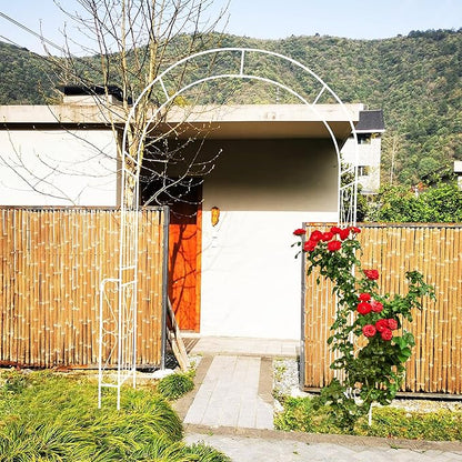 Metal Garden Arch, Assembly Garden Arbor Trellis Climbing Plants Support Rose Arch Outdoor Wedding Arch Party Events Archway (W55'' x H94.5'', Cream White)