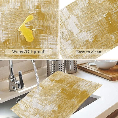 Yellow Beige Placemats Set of 6,Washable Heat Resistant 12×18 Inch Linen Table Mats Modern Place Mats for Party Outdoor Dining Décor