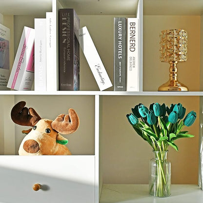Mandy's Artificial Tulips 20 Stems Teal PU Faux Flowers for Thanksgiving and Christmas Decorations Wedding Home Decor 13.5 Inch