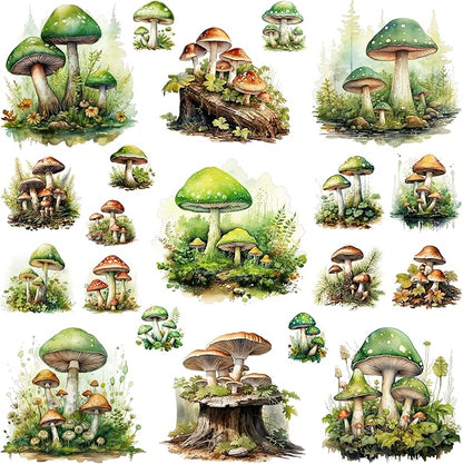 XERE 400 Pcs Mushrooms Flora and Fauna Scrapbook Stickers Set for Scrapbooking and Journaling Notebooks, Junk Journal Supplies, Sketchbook, Bookmark Making, Planner Sticker