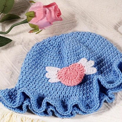 Crochet Bucket Hat for Women Flower Knit Hat Hollow Out Foldable Cap Hats
