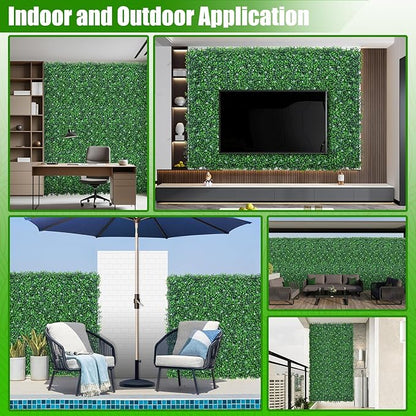 EverNture 40"x120"(33.3 SQFT) Grass Wall Panels, Artificial Grass Backdrop, Fake Greenery Plant Boxwood Roll with Flower, Green Wall Decor for Outdoor Indoor Patio Garden Backyard