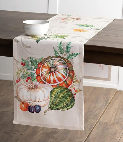 Maison d' Hermine Table Runner 100% Cotton Single Layer Table Runners 108 inches Long for Thanksgiving Christmas Decorations Home Kitchen Dining Party Wedding (Lumina, 14.5" x 108")
