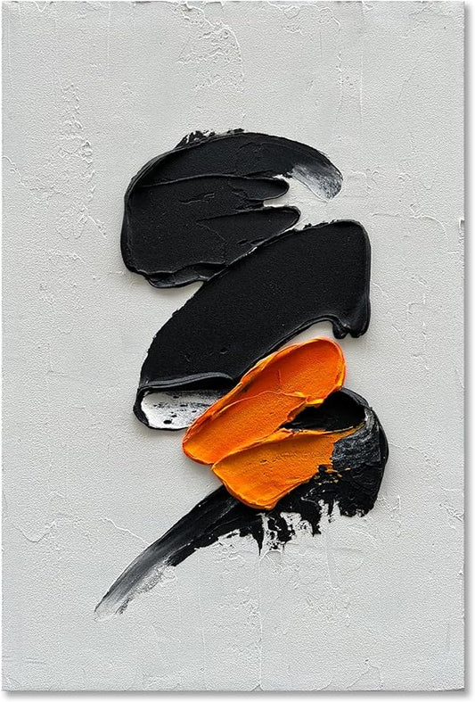 Epicler art Hand-painted black and white Abstract wall Decoration Oil Painting Contemporary minimalist art works living room, bedroom, dining room wall decoration 36x24 inches