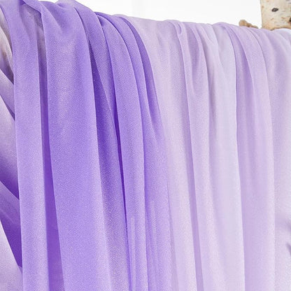 Wedding Arch Flowers Kit (Pack of 5) 2pcs Purple Artificial Floral Swag and 3pcs Draping Fabric for Wedding Flower Arch Decor Ceremony Arbor Reception and Backdrop (Lilac and White)