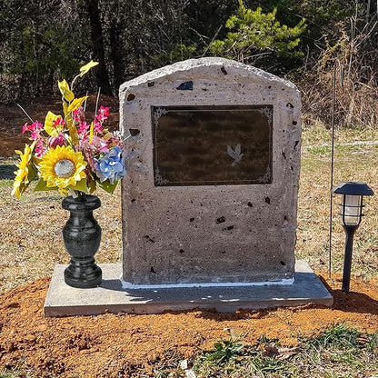 Cemetery Memorial Vase, Natural Granite Stone Flower Vases with Draining Holes for Home Tabletop, Cemetery Flowers, Memorial Grave Headstone Decorations (2Pcs, 10 Inches)