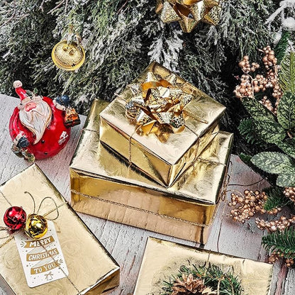 LeZakaa 3D Embossed Floral Foil Gold Wrapping Paper, Vintage Flower Metallic Foil for Birthday Christmas Party Holiday Gift Wrap, for DIY Crafts Scrapbook, Large Roll 30 inch x 32.8 Ft(Gold)