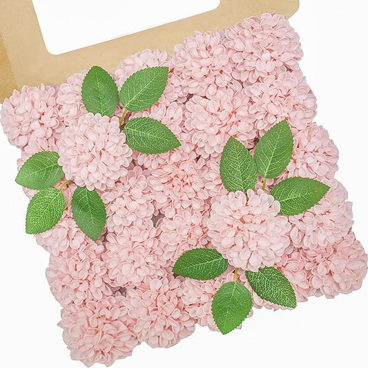 Artificial Flowers, 100pcs Realistic Artificial Rose for DIY Wedding Bouquets Centerpieces Arrangements, Pink Dahlia Flowers with Stem for Bridal Shower Party Home Decorations