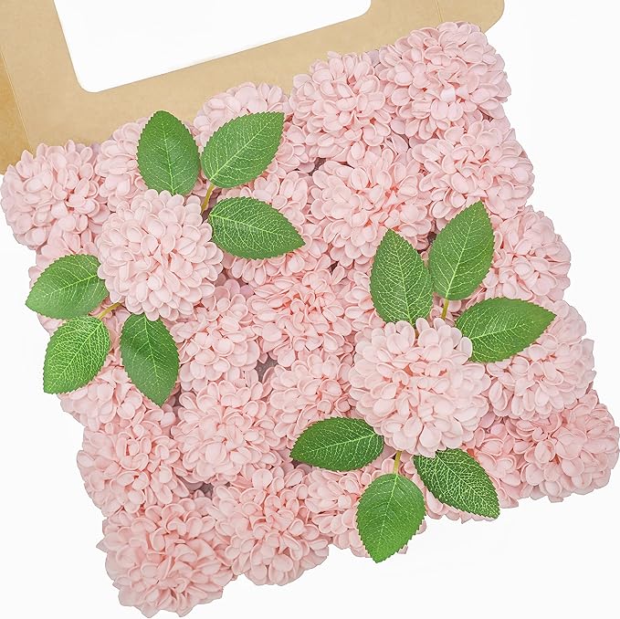 Artificial Flowers, 50pcs Realistic Artificial Rose for DIY Wedding Bouquets Centerpieces Arrangements, Pink Dahlia Flowers with Stem for Bridal Shower Party Home Decorations