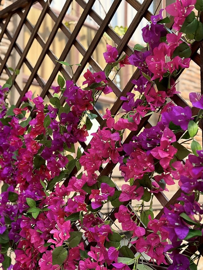 Bougainvillea Artificial Silk Flowers Branches Fake Bougainvillea Stems Faux Bougainvillea Flowers Vine Floral Arrangements for Home Wedding Baby Shower Table Centerpieces Decoration (Purple)