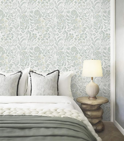 Heroad Contact Paper Floral Peel and Stick Wallpaper Green Botanical Wallpaper Self-Adhesive Removable Stick on Wall Paper for Cabinets Drawers Waterproof Bedroom Wall Decor Vinyl Roll 17.3''x393''