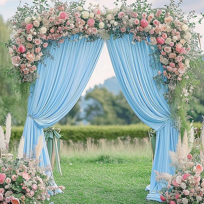 Blue Backdrop Curtains 2 Panels - Wrinkle-Free Light Blue Curtains Polyester Photography Drapes Photo Background for Baby Shower Birthday Party Decorations- 8 X10FT (Blue)