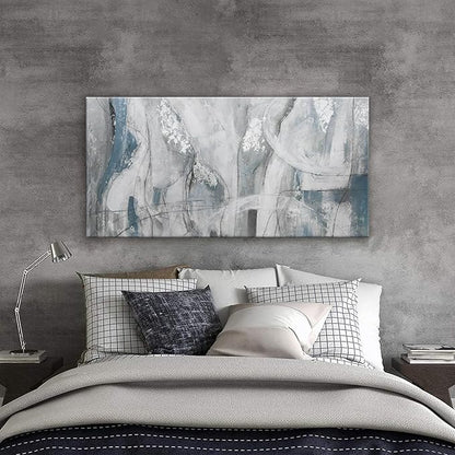 YISXINOAG Abstract Wall Art Ready To Hang White Wall Art Modern Fantasy Paintings Blue White Abstract Wall Decor Prints Canvas Art Wall Decor Painting For Bedroom Office Decoration 20" X 40"