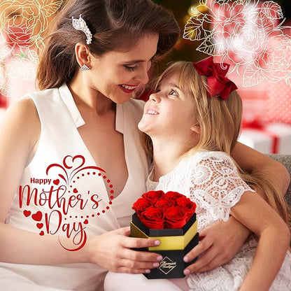 GLAMOUR BOUTIQUE Eternal Preserved Roses in a Box - Flowers Forever, Rose Forever in a Box for Wife, Birthday Gifts for Her, 7 Roses, Red
