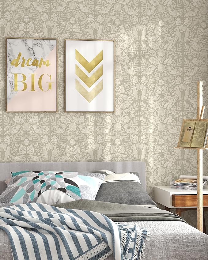 Boho Wallpaper Peel and Stick Wallpaper Vintage Leaf Contact Paper Self Adhesive Wall Paper Removable 17.3" X 78.8" Beige Art Decoration Floral Wallpapers for Bedroom Home Kitchen Cabinets Vinyl