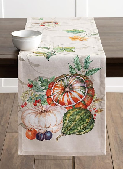 Maison d' Hermine Table Runner 100% Cotton Single Layer Table Runners 72 inches Long for Thanksgiving Christmas Decorations Home Kitchen Dining Party Wedding (Lumina, 14.5" x 72")