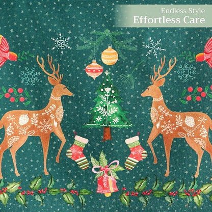 Maison d' Hermine Table Runner 100% Cotton Single Layer Table Runners 108 inches Long for Thanksgiving Christmas Decorations Home Kitchen Dining Party Wedding (Hygge Christmas, 14.5" x 108")