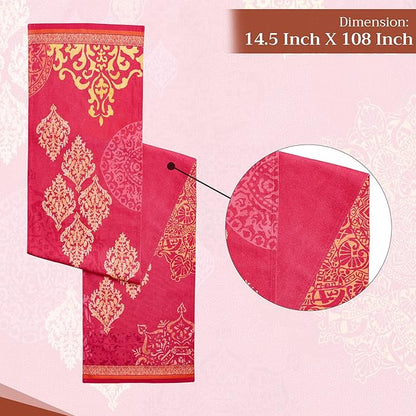 Maison d' Hermine Table Runner 100% Cotton Double Layer Table Runners 108 inches Long for Thanksgiving Christmas Decorations Home Kitchen Dining Party Wedding (Versailles, 14.5" x 108")