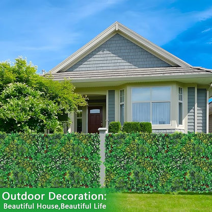 Artificial Grass Wall Panels, 20''x20'' 6pcs Boxwood Wall Panels with Tropical Leaves, Faux Greenery Privacy Fence Screen, Grass Backdrop for Outdoor Indoor Garden Birthday Wedding Decor