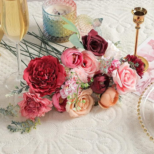 Artificial Flowers Combo, Fake Flowers for DIY Tables Centerpieces Baby Shower Bridal Shower Wedding Bouquet Arrangements Party Candle Holder Cake Decor Flower Home Decorations
