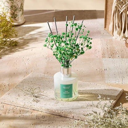 Airkeep Reed Diffuser Set,3.38 fl oz (100 ml) - Pure Gardenia Oil Diffusers with 8 Reed Sticks, Home Fragrance Reed Diffuser for Bathroom Shelf Decor