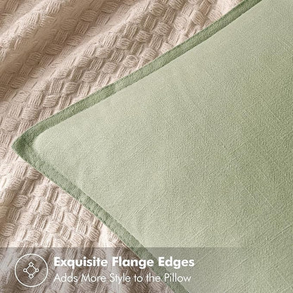 MIULEE Decorative Linen Pillow Covers 20x20 Inch Light Green Boho Farmhouse Neutral Couch Throw Pillows for Bed Pack of 2 Accent Modern Pillowcase Summer Sofa Livingroom Home Decor